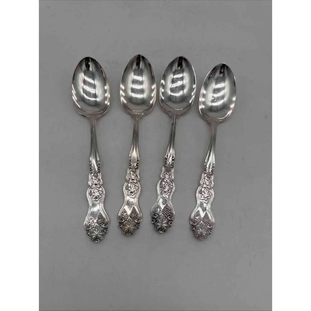 Roger & Bros Grape Pattern Triple Plate Flatware 8" Serving Spoon Lot of 4
